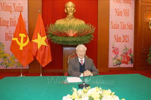 Tối 8/2/2021, tại Trụ sở Trung ương Đảng, Tổng Bí thư, Chủ tịch nước Nguyễn Phú Trọng điện đàm với Tổng Bí thư, Chủ tịch nước Trung Quốc Tập Cận Bình. Ảnh: Trí Dũng/TTXVN