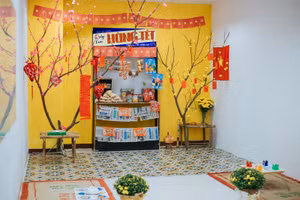 Góc trang trí Tết xưa của Trường Đại học FPT Đà Nẵng.
