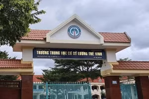 Cổng trường THCS Lương Thế Vinh, TP Buôn Ma Thuột, Đắk Lắk