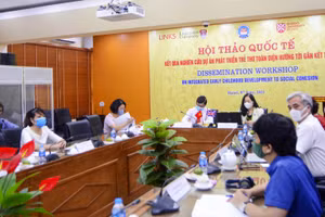 Quang cảnh Hội thảo tại đầu cầu trực tuyến tại Học viện Quản lý giáo dục