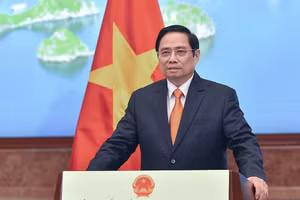 Thủ tướng Phạm Minh Chính nhấn mạnh, Việt Nam sẵn sàng cùng các nước xây dựng khung pháp lý phù hợp, giúp kinh tế số phát triển mạnh mẽ, đóng góp và hài hòa với lợi ích chung của toàn xã hội. - Ảnh: VGP/Nhật Bắc