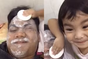 Chết cười với màn trang điểm cho bố "đi vào lòng đất" 