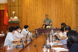 Thủ tướng Phạm Minh Chính phát biểu kết luận tại buổi làm việc. (Ảnh: Lê Đức Hoảnh/TTXVN).
