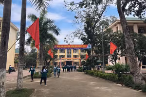 Trường THPT Phan Thúc Trực là 1 trong 12 đơn vị giáo dục của Nghệ An có tỷ lệ giải ngân nguồn vốn đầu tư công đạt 100%. Ảnh: Trường THPT Phan Thúc Trực.