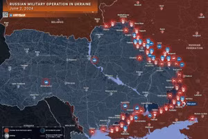 Bản đồ chiến sự Ukraine ngày 2/6. (Ảnh: Rybar)