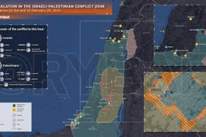 Bản đồ xung đột Israel - Hamas ngày 26/2. (Ảnh: Rybar)
