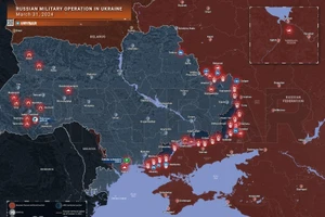 Bản đồ chiến sự Ukraine ngày 31/3. (Ảnh: Rybar)