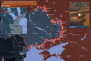 Bản đồ chiến sự Ukraine ngày 5/3. (Ảnh: Rybar)