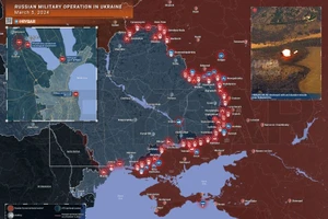 Bản đồ chiến sự Ukraine ngày 5/3. (Ảnh: Rybar)