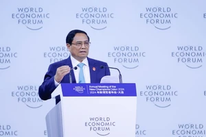 Thủ tướng Chính phủ Phạm Minh Chính phát biểu tại Phiên khai mạc toàn thể Hội nghị WEF Đại Liên 2024. (Ảnh: VGP/Nhật Bắc)