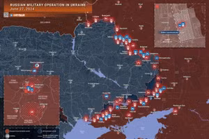 Bản đồ chiến sự Ukraine ngày 27/6. (Ảnh: Rybar)