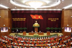 Phiên bế mạc Hội nghị lần thứ 9 Ban Chấp hành Trung ương Đảng khóa XIII. Ảnh: Thống Nhất/TTXVN 