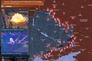 Bản đồ chiến sự Ukraine ngày 22/5. (Ảnh: Rybar)