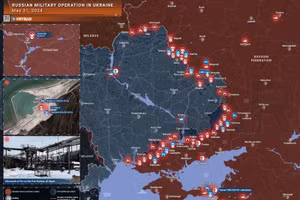 Bản đồ chiến sự Ukraine ngày 31/5. (Ảnh: Rybar)