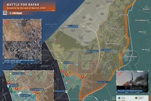 Bản đồ xung đột Israel - Hamas, khu vực Jabalia ngày 22/5. (Ảnh: Rybar)