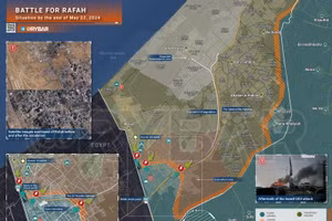 Bản đồ xung đột Israel - Hamas, khu vực Jabalia ngày 22/5. (Ảnh: Rybar)