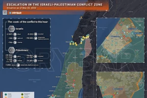 Bản đồ xung đột Israel - Hamas, ngày 20/5. (Ảnh: Rybar)