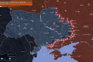 Bản đồ chiến sự Ukraine ngày 29/2. (Ảnh: Rybar)
