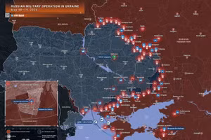 Bản đồ chiến sự Ukraine ngày 18 - 19/5. (Ảnh: Rybar)