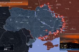 Bản đồ chiến sự Ukraine ngày 4/2. (Ảnh: Rybar)