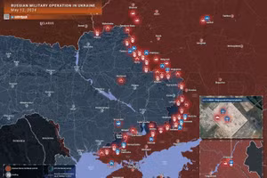Bản đồ chiến sự Ukraine ngày 12/5. (Ảnh: Rybar)
