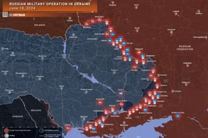 Bản đồ chiến sự Ukraine ngày 18/6. (Ảnh: Rybar)