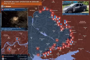 Bản đồ chiến sự Ukraine ngày 23/5. (Ảnh: Rybar)