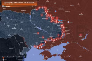 Bản đồ chiến sự Ukraine ngày 9/3. (Ảnh: Rybar)