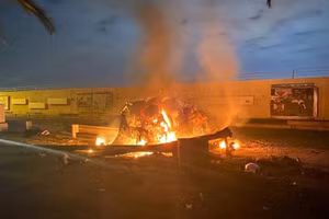 Hiện trường vụ tấn công khiến tướng Qasem Soleimani thiệt mạng năm 2020.