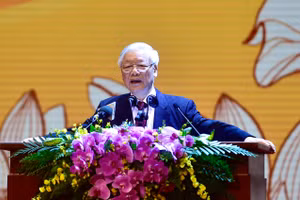 Tổng Bí thư, Chủ tịch nước Nguyễn Phú Trọng phát biểu tại buổi lễ.