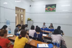 Phụ huynh Trường TH Trần Văn Ơn, Quận Bình Tân trong buổi đối thoại với hiệu trưởng nhà trường hồi tháng 7/2020. Ảnh : Dũng Nguyễn