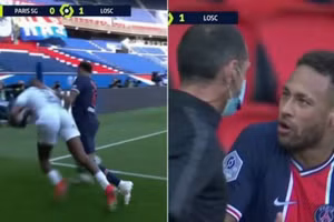 Pha va chạm dẫn tới Neymar và Djalo cùng phải nhận thẻ đỏ gián tiếp.