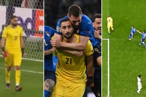 Biểu cảm lạnh lùng của Donnarumma cho thấy anh chưa biết đội nhà đã vô địch Euro 2020