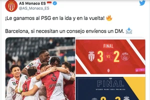 Liên tiếp hạ PSG, Monaco chế nhạo Barca trên mạng xã hội.