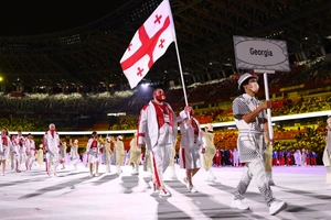 Hình ảnh Đoàn thể thao Georgian tại lễ khai mạc Olympic Tokyo 2020 hôm 23/7.