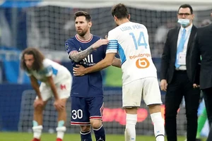 Messi trong trận PSG làm khách của Marseille tại Ligue 1.
