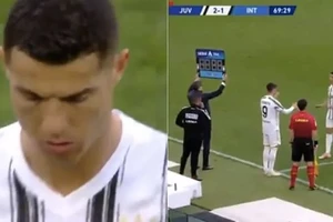 Ronaldo không hề tỏ ra tức giận khi bị thay ra.