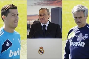 Cristiano Ronaldo, Florentino Perez và Jose Mourinho.