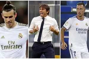 Gareth Bale (trái), Antonio Conte và Eden Hazard