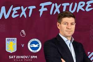 Gerrard sẽ ra mắt Aston Villa khi tiếp Brighton ngày 20/11 ở Ngoại hạng Anh.