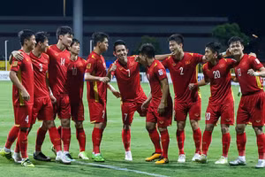 Cầu thủ Việt Nam vui mừng sau chiến thắng Campuchia 4-0 (Ảnh VFF).
