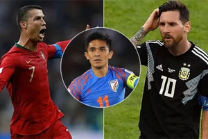 Sunil Chhetri đang cạnh tranh ghi bàn trong màu áo tuyển quốc gia với Messi và Ronaldo.