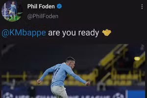 Foden buông lời "khiêu chiến" Mbappe trên mạng xã hội.