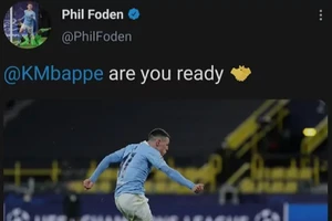 Foden buông lời "khiêu chiến" Mbappe trên mạng xã hội.