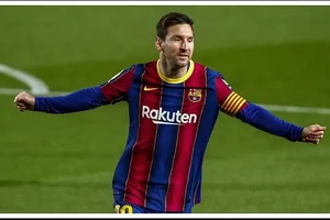 Messi ăn mừng cú đúp bàn thắng vào lưới Getafe hôm 23/4.