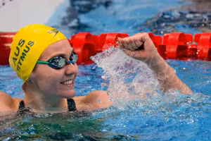 Kình ngư Titmus mừng chiến thắng nội dung 200m tự do nữ sáng 28/7.