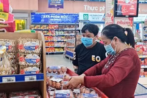 Khách hàng mua thực phẩm tại hệ thống siêu thị Co.opmart. (Ảnh: IT).