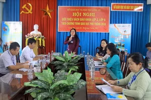 Phó Giám đốc Sở GD&ĐT Long An- Phan Thị Dạ Thảo phát biểu tại hội nghị (Ảnh: N.Thạch)