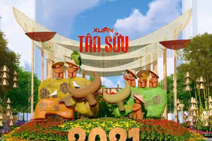 Đường hoa Nguyễn Huệ phục vụ du khách thăm quan dịp Tết Tân Sửu 2021 (Ảnh: BTC)