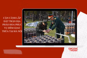 Cận cảnh lắp đặt trận địa pháo hoa phục vụ đêm Giao thừa tại Hà Nội